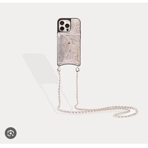 Bandolier 13 pro metallic silver lily lace crossbody iphone case/belt/strap set